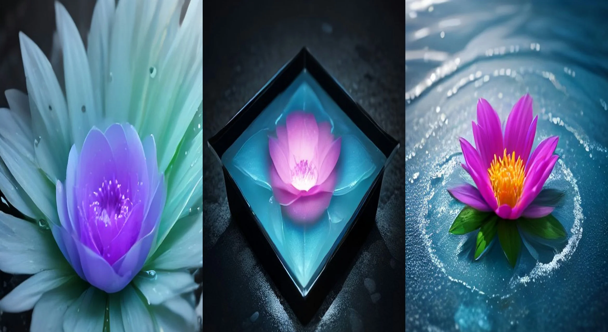 Frozen Bloom Melt — 3-frame storyboard, Satisfying & ASMR AI video prompt example