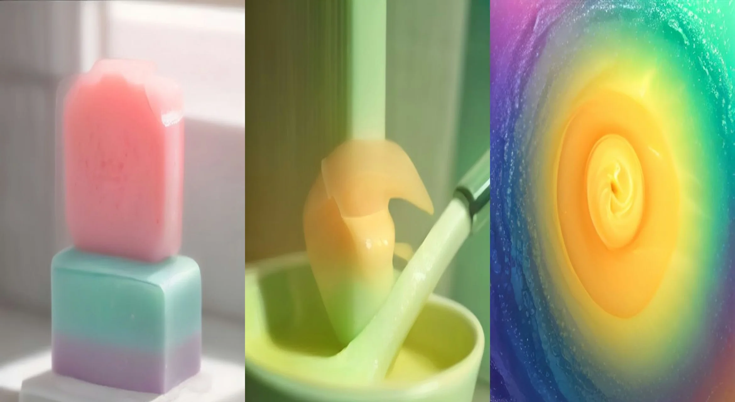 Soap Curl Cascade — 3-frame storyboard, Satisfying & ASMR AI video prompt example