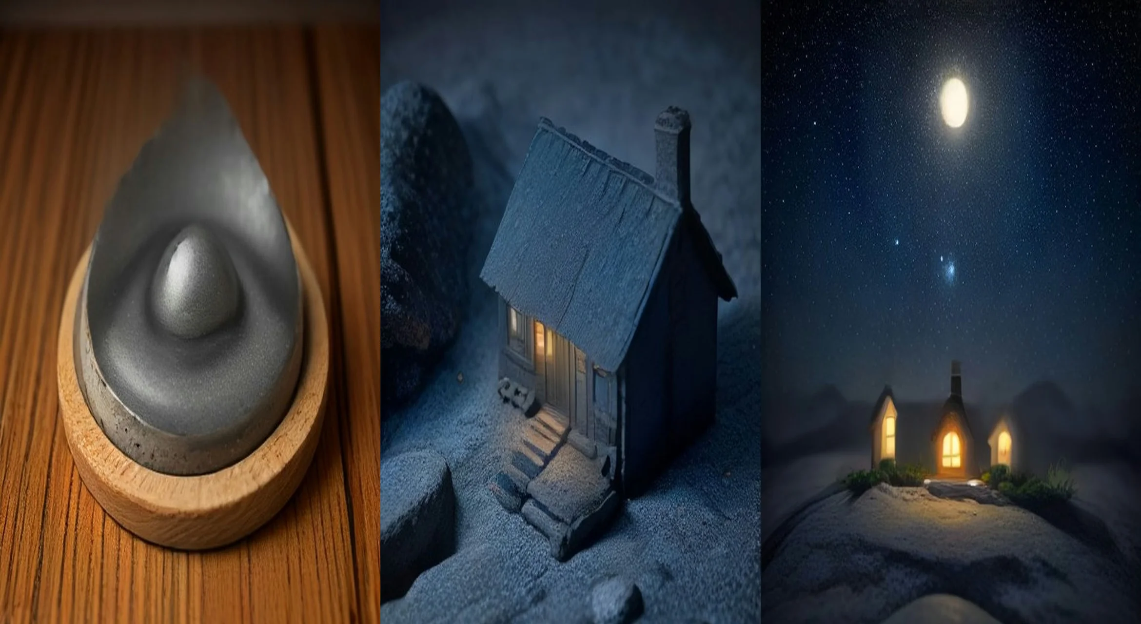 The Pebble Cottage Painting — 3-frame storyboard, Satisfying & ASMR AI video prompt example