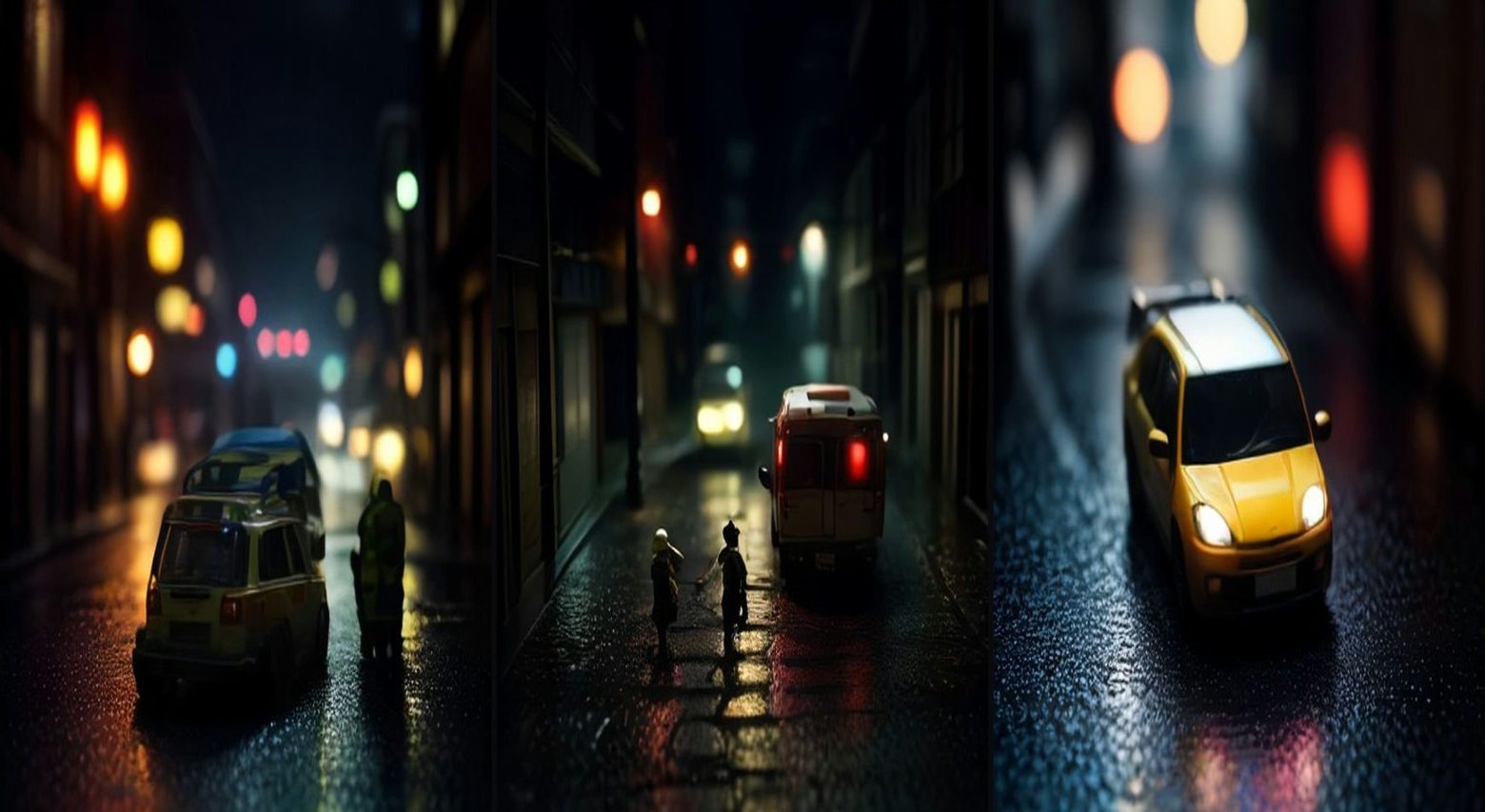Tiny Paramedics, Toy Ambulance — 3-frame storyboard, Miniature World AI video prompt example